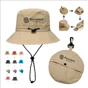 Foldable Waterproof Polyester Bucket Hat With Adjustable straps